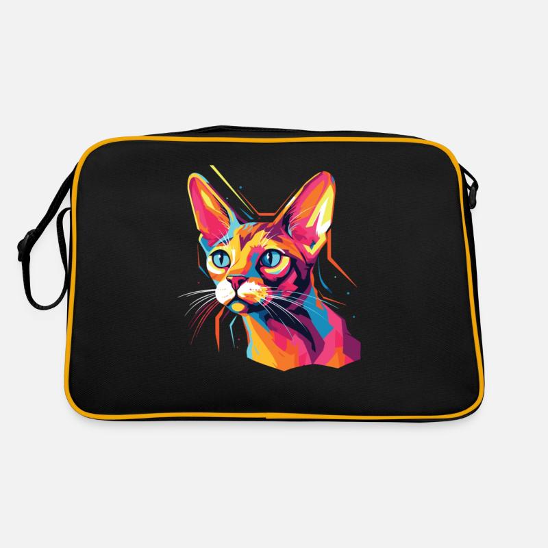Katze Wasserfarben bunte Abessinierkatze Retro Tasche