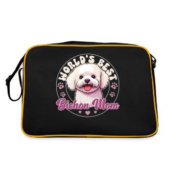 Bichon frisé Chien Bichon Maman - Sac Retro - noir/or - Dos