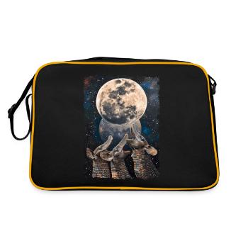 Gürteltier Tier Heulender Mond - Retro Tasche - Schwarz/Gold - Hinten