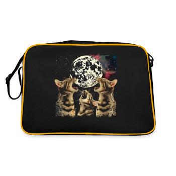 Bengalkatze Heulender Mond - Retro Tasche - Schwarz/Gold - Hinten