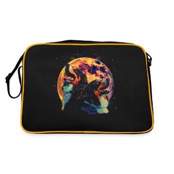 Berner Sennenhund Heulender Mond - Retro Tasche - Schwarz/Gold - Hinten