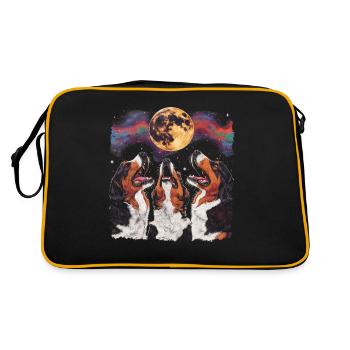 Berner Sennenhund Heulender Mond - Retro Tasche - Schwarz/Gold - Hinten