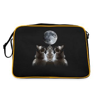 Birmakatze Heulender Mond - Retro Tasche - Schwarz/Gold - Hinten