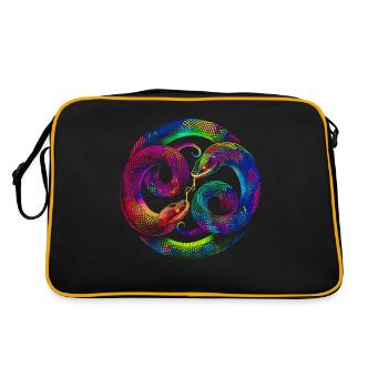 Schlange Reptil Popart - Retro Tasche - Schwarz/Gold - Hinten