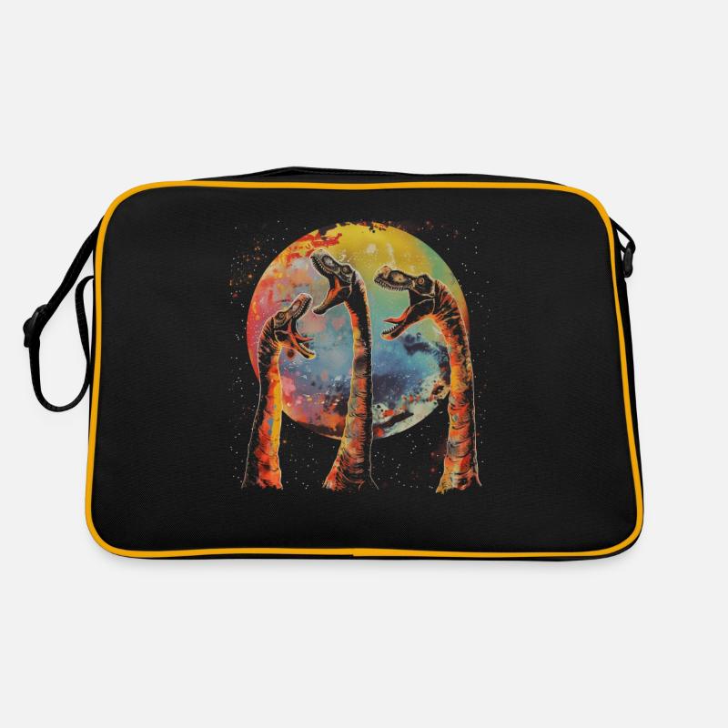 Brachiosaurus Dinosaur Howling Moon Retro Bag
