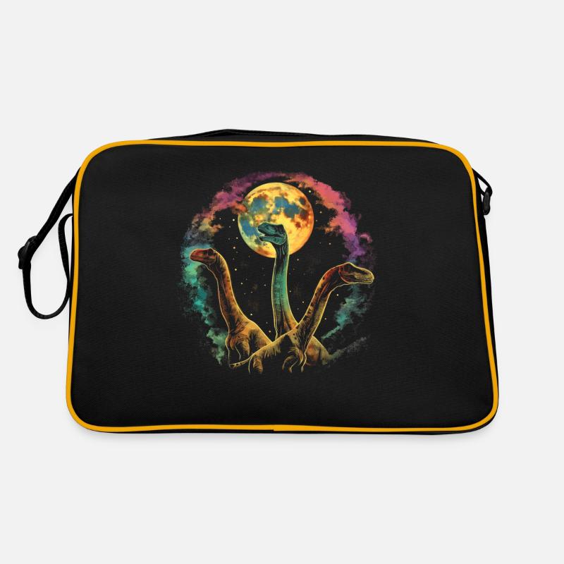 Brachiosaurus Dinosaur Howling Moon Retro Bag