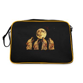 Chesapeake Bay Retriever Hund Heulender Mond - Retro Tasche - Schwarz/Gold - Hinten