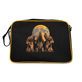 Chesapeake Bay Retriever Hund Heulender Mond - Retro Tasche - Schwarz/Gold - Hinten