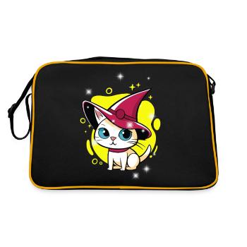 Halloween Cat Cats Kids Child Magic - Retro Bag - black/gold - Back
