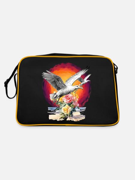 Seagulls Seagull Seagulls Maritime Sunset - Retro Bag - black/gold - Back
