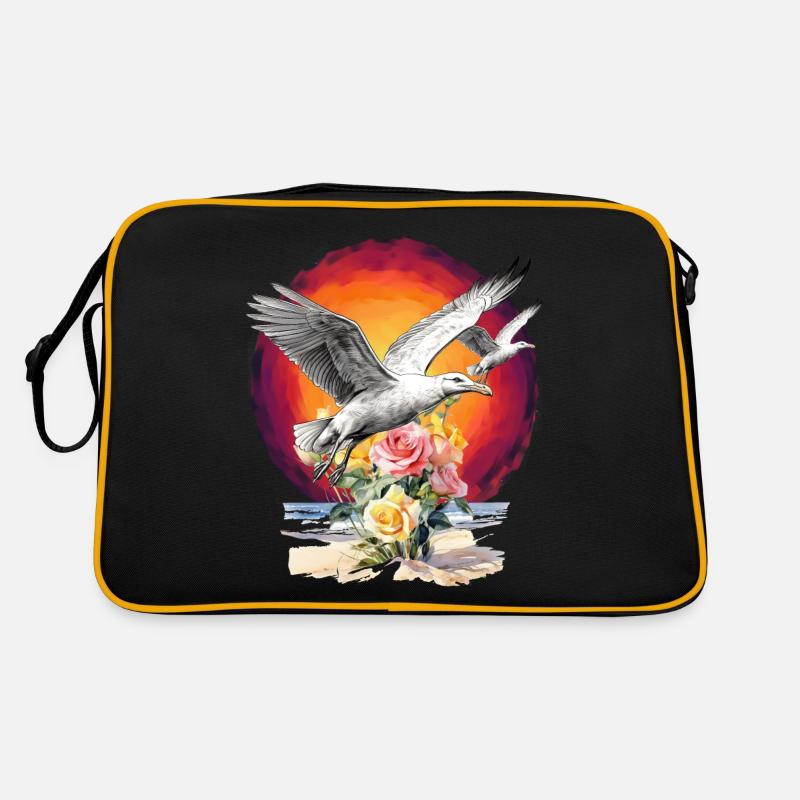 Seagulls Seagull Seagulls Maritime Sunset Retro Bag