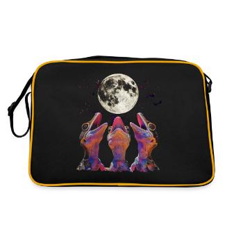 Kammgecko Eidechse Heulender Mond - Retro Tasche - Schwarz/Gold - Hinten