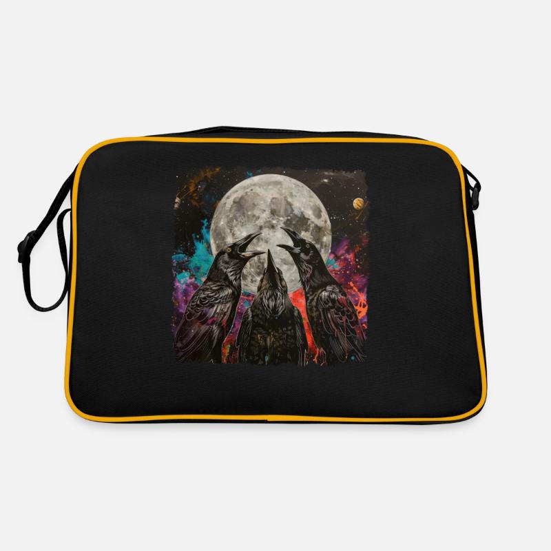 Crow Raven Howling Moon Retro Bag
