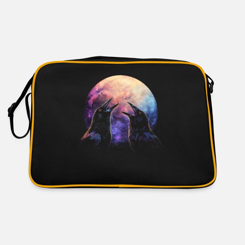 Crow Raven Howling Moon Retro Bag