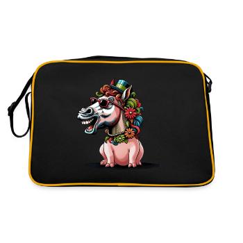 Fantasy Chevaux Cochon Cheval Drôle Drôle Enfants - Sac Retro - noir/or - Dos