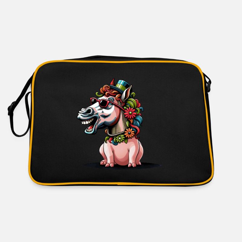 Fantasy Pferde Schwein Pferd witzig lustig Kinder Retro Tasche