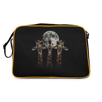 Giraffe Tier Heulender Mond - Retro Tasche - Schwarz/Gold - Hinten