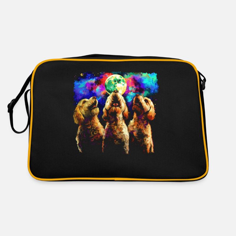 Golden Doodle Goldendoodle Dog Howling Moon Retro Bag