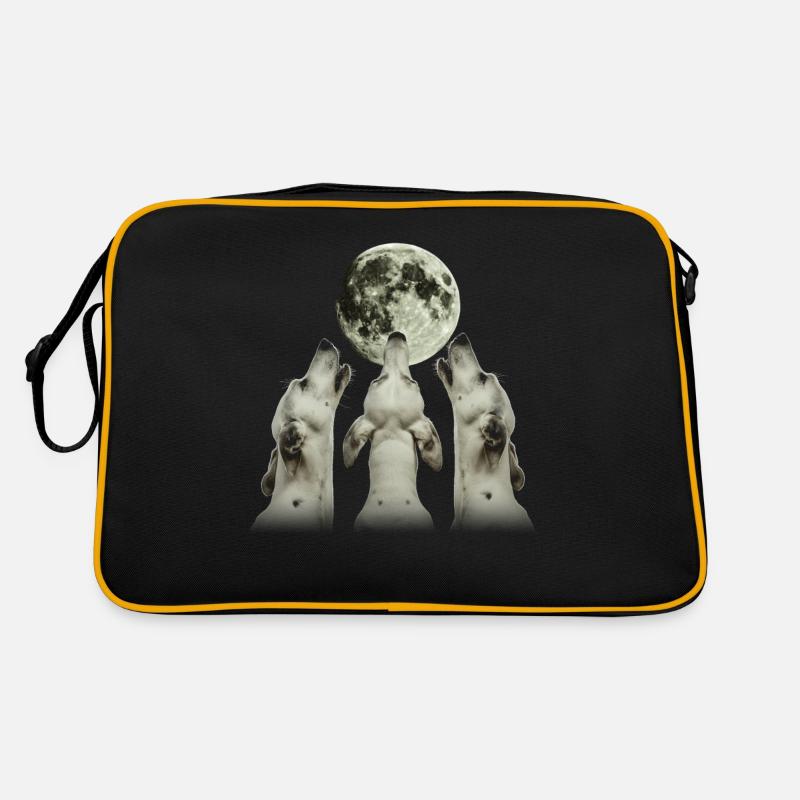 Great Dane Dog Howling Moon Retro Bag