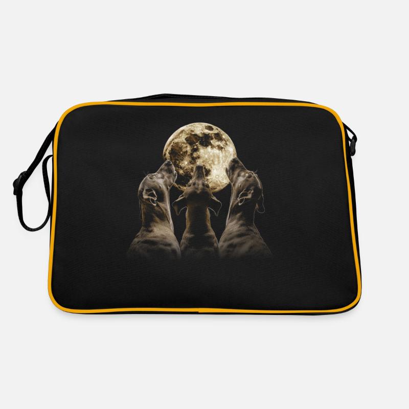 Great Dane Dog Howling Moon Retro Bag