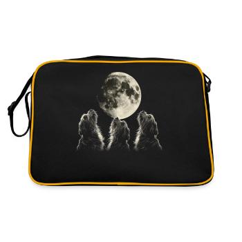 Havaneser Hund Heulender Mond - Retro Tasche - Schwarz/Gold - Hinten