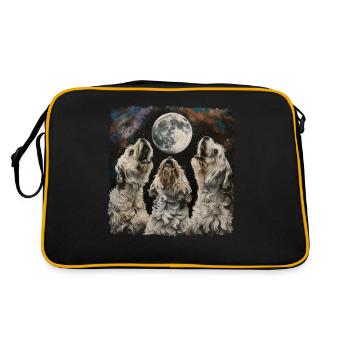 Havaneser Hund Heulender Mond - Retro Tasche - Schwarz/Gold - Hinten