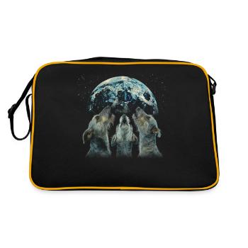 Irish Wolfhound Chien Howling Moon - Sac Retro - noir/or - Dos