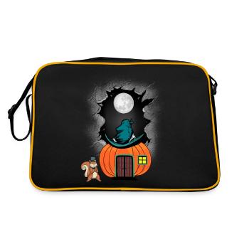 Halloween Kürbis Kind Kinder Kleinkinder Baby - Retro Tasche - Schwarz/Gold - Hinten