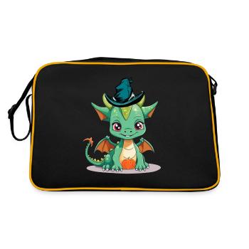 Halloween Dragon Dragon Pumpkin Kids Child Baby - Retro Bag - black/gold - Back