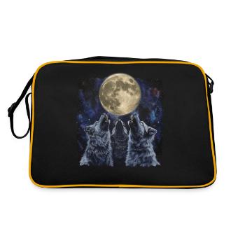 Keeshond Chien Lune Hurlante - Sac Retro - noir/or - Dos