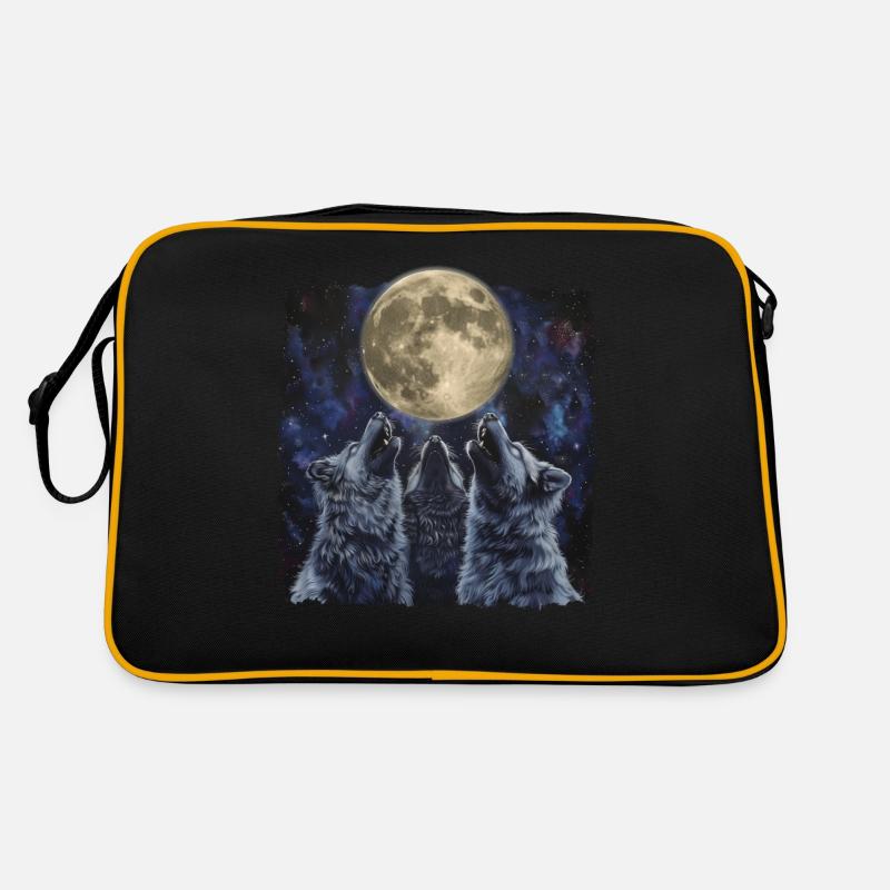 Keeshond Dog Howling Moon Retro Bag