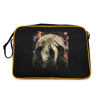Kiwi Bird New Zealand Howling Moon - Retro Bag - black/gold - Back