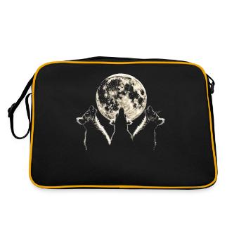 Lemur Ringelschwanz Heulender Mond - Retro Tasche - Schwarz/Gold - Hinten