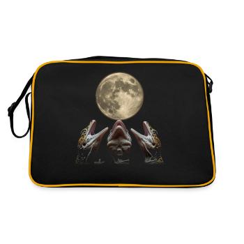 Leopardgecko Eidechse Heulender Mond - Retro Tasche - Schwarz/Gold - Hinten
