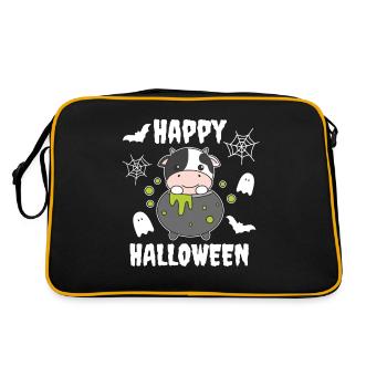 Vache Happy Halloween Mousqueton Sorcière Chauve-souris - Sac Retro - noir/or - Dos