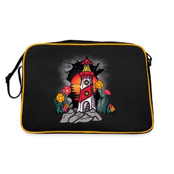 maritime, lighthouse, lighthouse, coast - Retro Bag - black/gold - Back