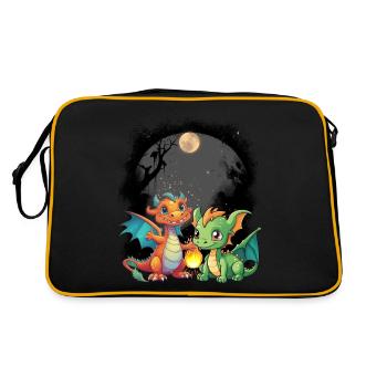 mystical dragon dragon fairy tale fairy tale character - Retro Bag - black/gold - Back