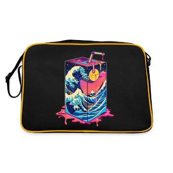 Japanische Milchkarton Kawaii Große Welle von Kana - Retro Tasche - Schwarz/Gold - Hinten