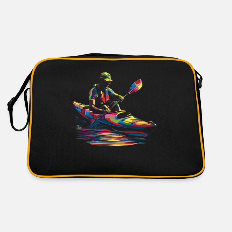 Kajak Kajakfahrer Popart - Retro Tasche - Schwarz/Gold