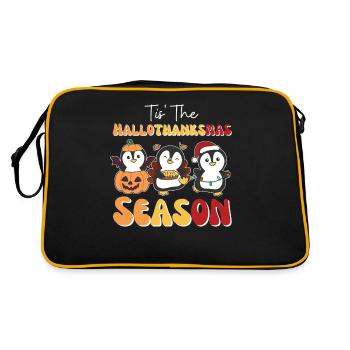 Tis' the Hallothanksmas Season Penguin - Retro Bag - black/gold - Back