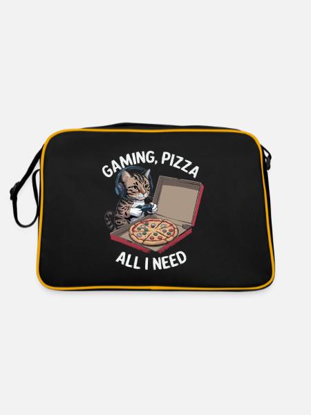 Drôles de chats Jeux Pizza Gamer Gamer Jeux - Sac Retro - noir/or - Dos