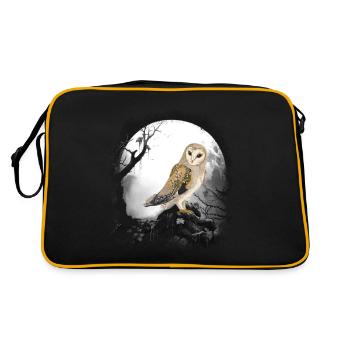 mystisch Eule Eulen Waldbewohner Märchen Kind - Retro Tasche - Schwarz/Gold - Hinten