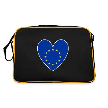EU Flagge Herz Europa Europäische Union Euro - Retro Tasche - Schwarz/Gold - Hinten