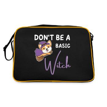 Corgi Halloween Hexen don't be a basic witch - Retro Tasche - Schwarz/Gold - Hinten