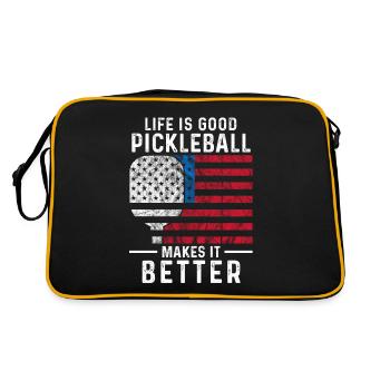 Pickleball Pickleballer USA Dink Paddle hobby - Sac Retro - noir/or - Dos