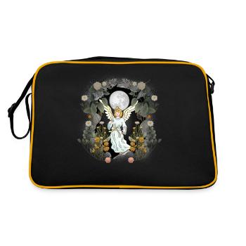 mystical angel forest full moon nature fairy tale child - Retro Bag - black/gold - Back