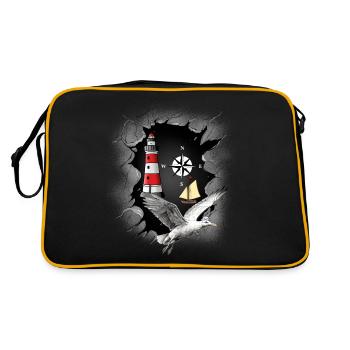Seagull Lighthouse Compass Lighthouses Seagulls - Retro Bag - black/gold - Back