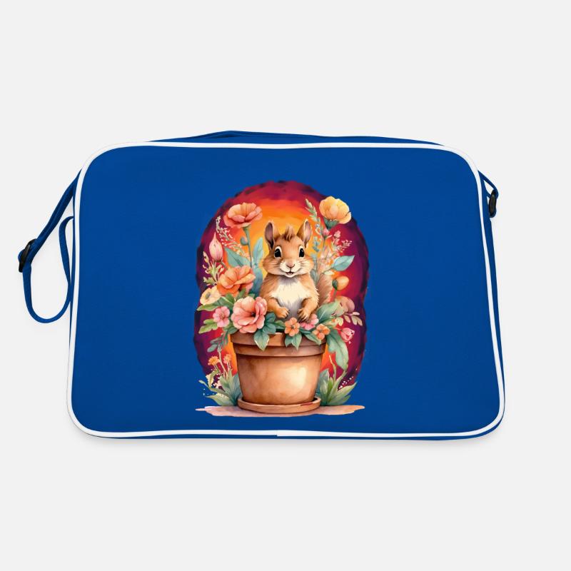 Kinder Kind Eichhörnchen Blumen Märchen Baby Retro Tasche