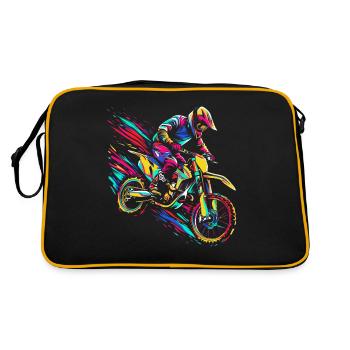 Motocross Motorradfahrer Motorradfahren Offroad Po - Retro Tasche - Schwarz/Gold - Hinten