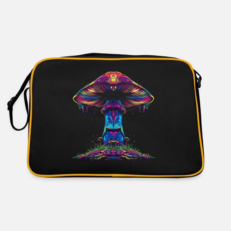 Pilz Cottagecore Popart - Retro Tasche - Schwarz/Gold